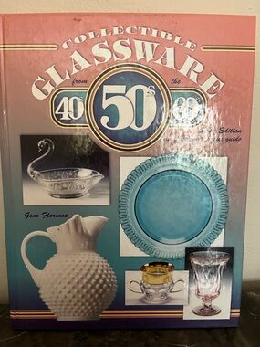 Vintage Collectible Glassware 40s-60s Hardcover Book - Teal, Pink Cover